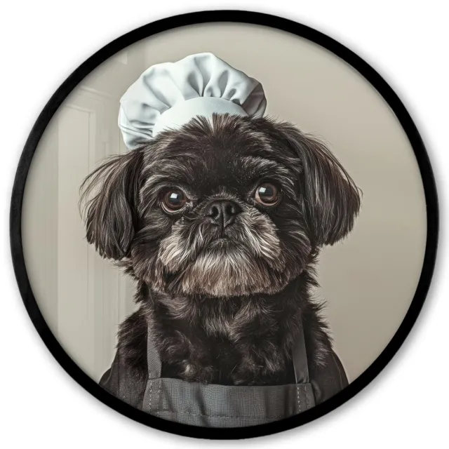 FrameYourWall Poster in lijst Rond - Fotolijst 40x40 cm - Posters - Kokskleding - Zwart - Hondje - Ronde posterlijst zwart - Decoratie - Wanddecoratie woonkamer - Muurdecoratie slaapkamer Hondje - kokskleding