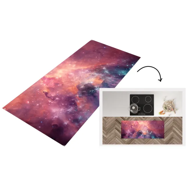 KitchenYeah Keukenloper - Loper keuken - Sterren - Oranje - Ruimte - Keukenloper vinyl Multicolor