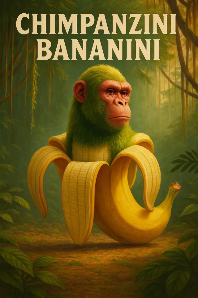 Alluvia Extra Grote A1 Chimpanzini Bananini (Italian brainrot) Poster groen