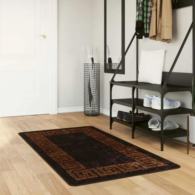 vidaXL Vloerkleedloper MARSA Zwart 80 x 100 cm Polyester en PVC, foto 2