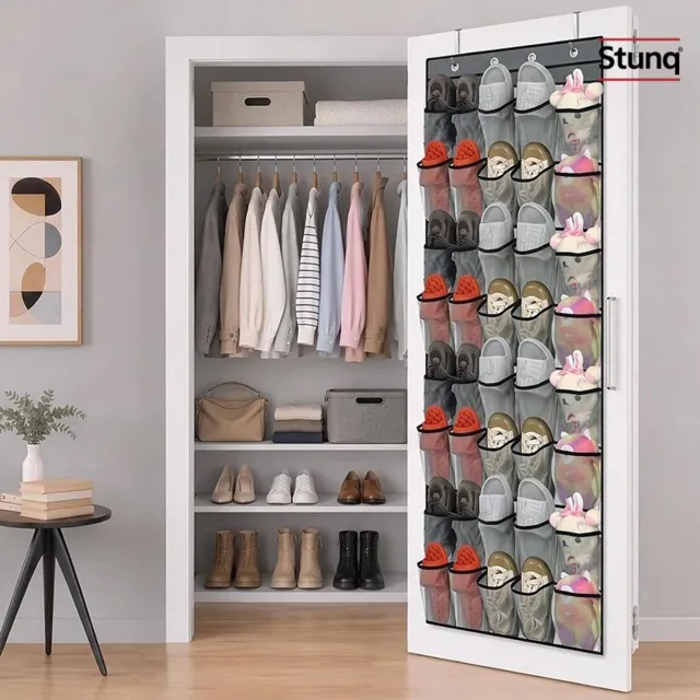 Stunq 40-vaks over-deur schoenenorganizer met ademend mesh Zwart