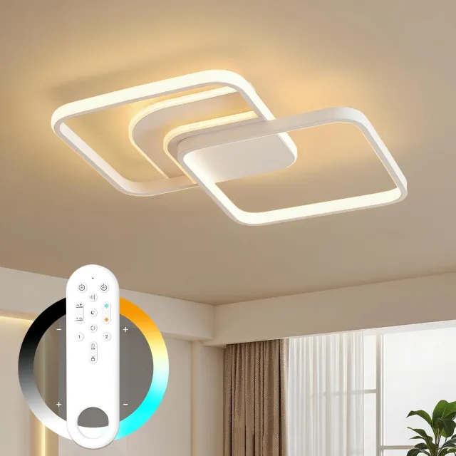 Amdelne LED Plafondlamp - Plafonniere - Modern - Binnenverlichting-Dimbaar 3 staps - Hal slaapkamer Lamp 3000K-6500K - 5600LM - 45W - Met afstandsbediening - Wit
