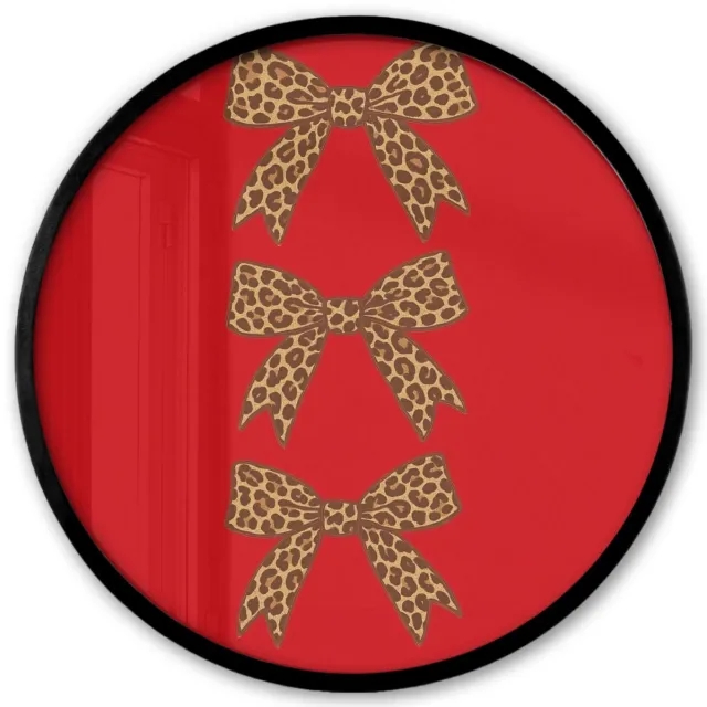 FrameYourWall Poster in lijst Rond - Fotolijst 40x40 cm - Posters - Strikken - Panterprint - Rood - Ronde posterlijst zwart - Decoratie - Wanddecoratie woonkamer - Muurdecoratie slaapkamer