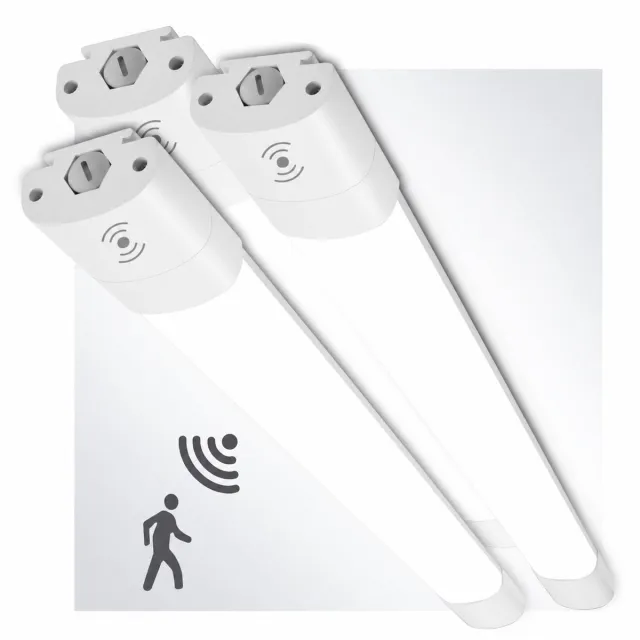 LOVHAUS 3x LED TL Armatuur 120 cm – Plafondlamp met Bewegingssensor – 36W 3960LM – IP66 – Doorverbindbaar Wit