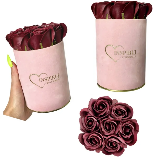 Inspiruj Flowerbox - Rozen Mydlanen - Elegante Verpakking - Bordo Bordeaux