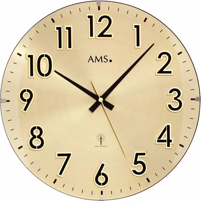AMS 5974 Wandklok Radiogestuurd Goudskleur