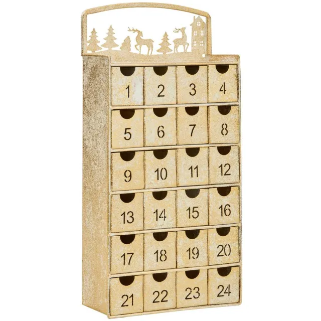Feeric lights & Christmas Calendrier de l'Avent en métal doré H. 50 cm Dore