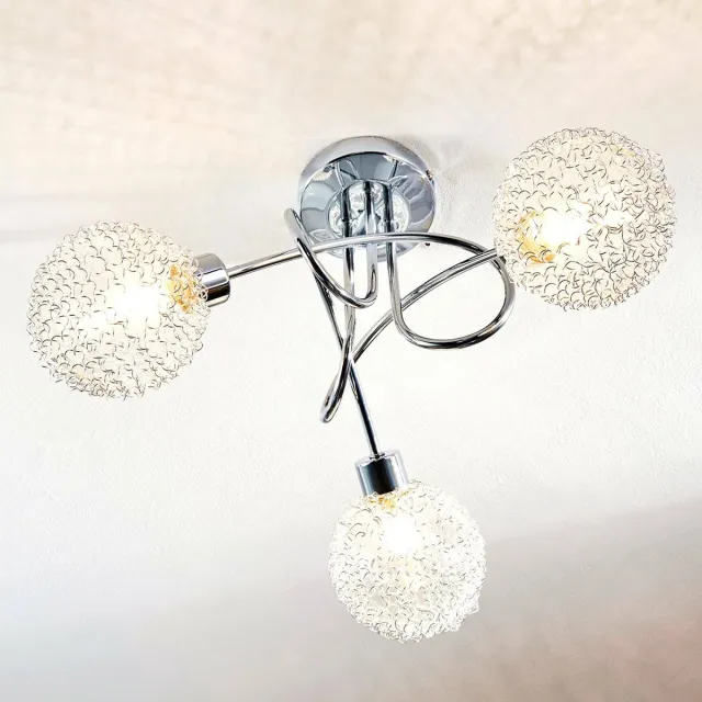 Lindby plafondlamp - 3lichts - Metaal, glas - H: 23.5 cm - G9 - zilver, chroom