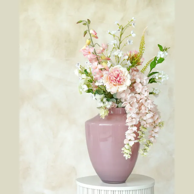 Fan of Flowers Nube - Zijden Boeket - Kunstbloemen Veldboeket - Lichtroze, Wit & Pasteltinten - 75 cm - Real-Touch