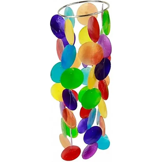 Phoenix Import Mani Bhadra Chakra Windmobiel - Tuin - Decoratie - Spiritueel - Kleuren - Capiz schelp - 35 cm. - Meerkleurig