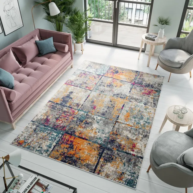 Tapiso Denver Vloerkleed Grijs Oranje Woonkamer Tapijt Maat- 300x400 Grijs Oranje 2