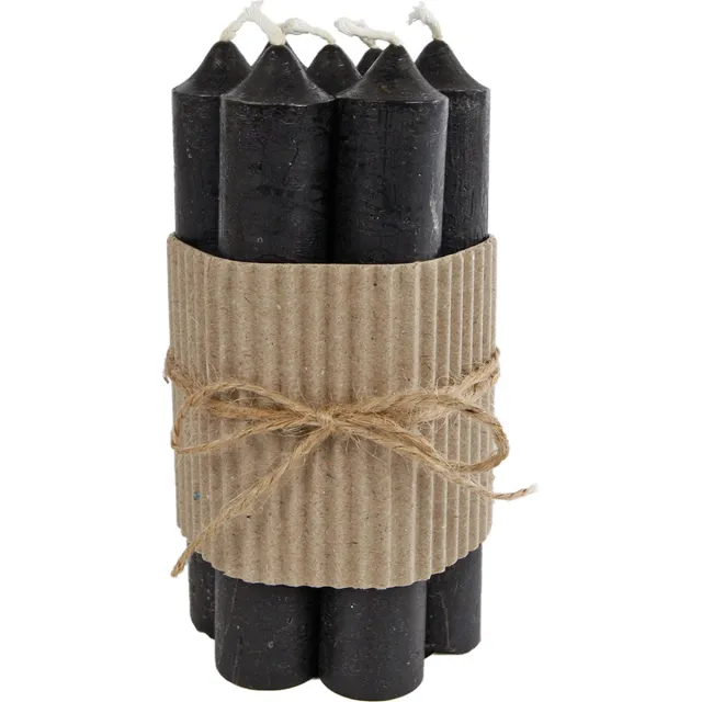 VAN MANEN Tafelkaars Ambiance zwart 2x2x12cm 7 stuks in kartonnen wikkel met touw