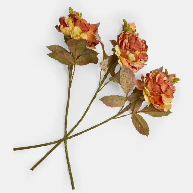 Loberon Decoratieve bloem set van 3 Ambrayelle oranje/groen