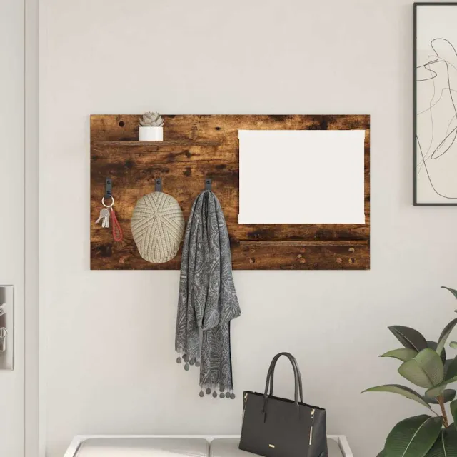 vidaXL Wandgemonteerde kapstok Gerookt eiken 90 x 10 x 50 cm Bruin