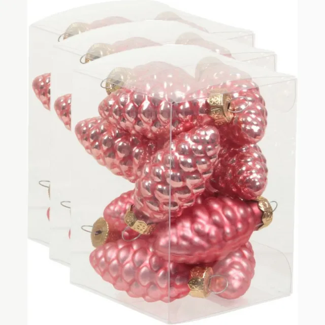 Othmar Decorations 36x Dennenappel kersthangers/kerstballen bubblegum roze van glas - 6 cm - mat/glans - Kerstboomversiering