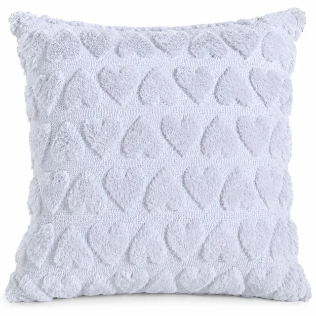 SWGOTA Grijze pluche kussenhoes met hartjes, 45 x 45 cm, vierkant en enkelzijdig, voor bank, stoel of bed, zonder binnenkussen Grijs