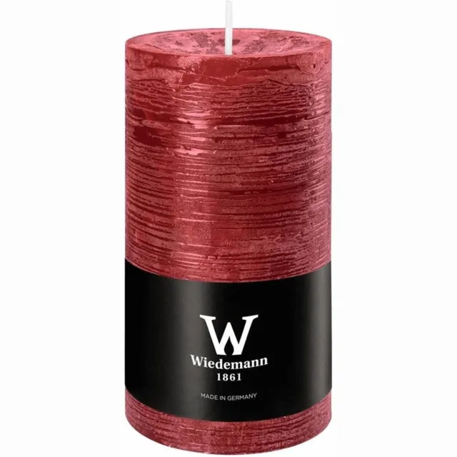 Wiedemann Marble Rustik stompkaars bordeaux, Ø 6,8 x 13 cm Rood