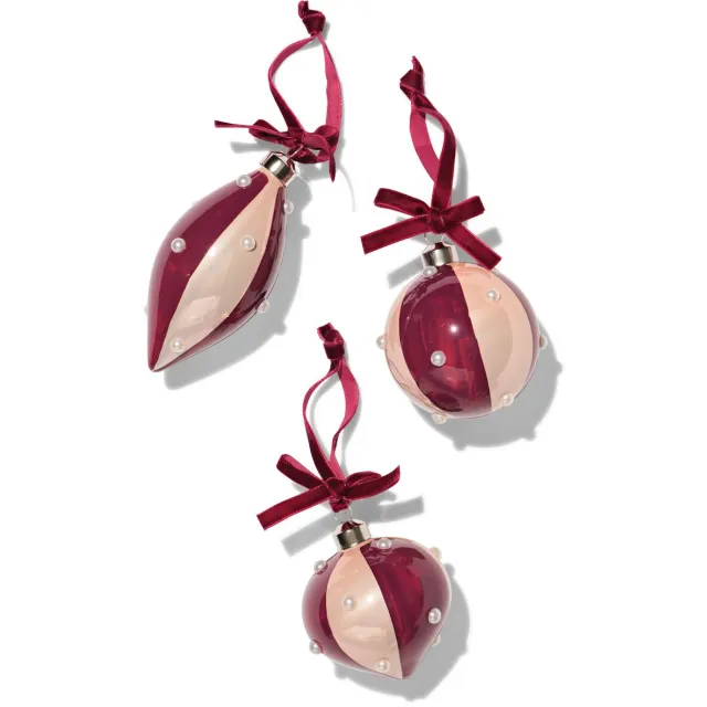 HEMA Kerstballen glas parels - 3 stuks (bordeauxrood)
