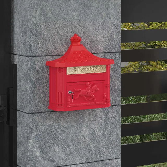vidaXL Wandgemonteerde brievenbus met opslag Rood 40,5 x 16 x 45 cm