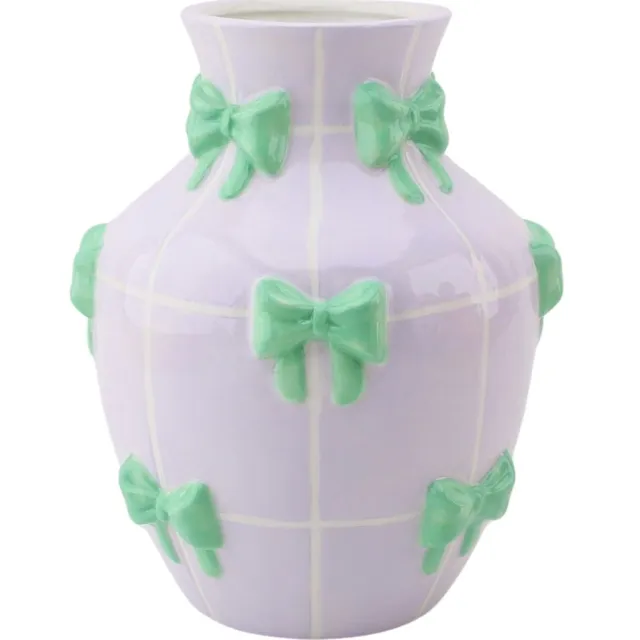 Housevitamin Shop Housevitamin Flesvaas Strikjes Dolomiet Lila/Mintgroen 14x14x19cm Paars