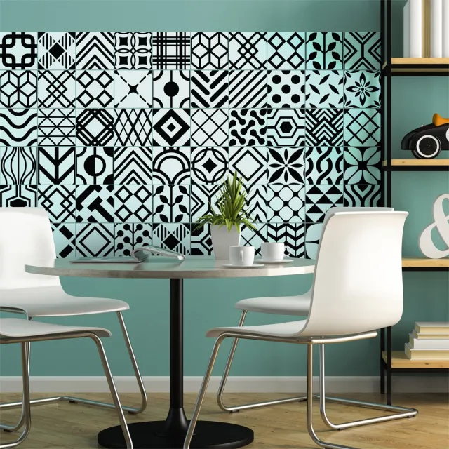 Ambiance Sticker Zelfklevende muurtegelstickers voor keuken en badkamer - 60 Scandinavische/Deense tegelstickers - 60 stickers, 10x10 cm Multi color