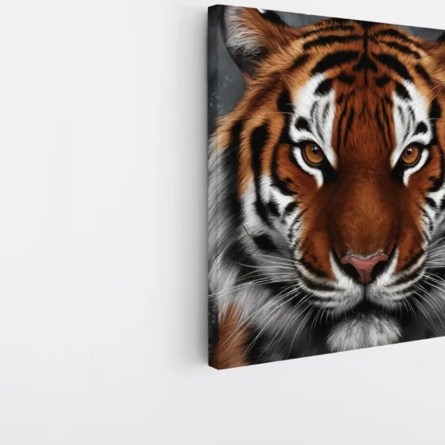 Saammp Canvas Schilderij - Tijger Portret - Abstract - Natuur - Dieren - 30x30 - Foto op canvas - Wanddecoratie - muurdecoratie Woonkamer - Slaapkamer decoratie - Canvas Print Multicolor