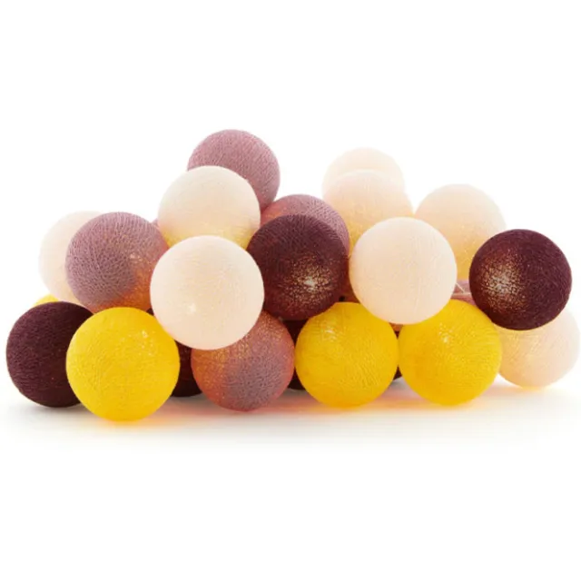 Cotton Ball Lights LED lichtslinger voor binnen - Handgemaakt en Fairtrade - 35 lampjes - Autumn