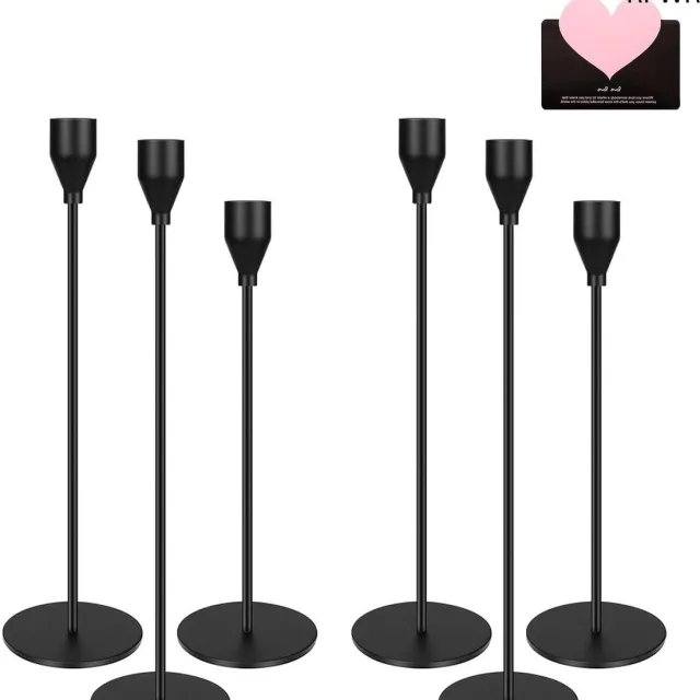 RFWR Set van 6 Zwarte Kaarsenhouders in Verschillende Hoogtes - 33/29/24 cm - Elegante Kandelaars voor Bruiloften en Interieur