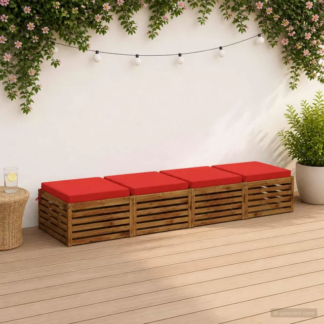vidaXL Zitkussens SOEST 4 st 100% Polyester Rood 80 x 80 x 7 cm