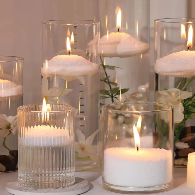 Redhart Sand Wax Candle MAISON EMBER – Wit - Luxe Zandwas Kaars - DIY Kaarsenzand op Plantaardige Basis - 50+ uur Brandduur - Inclusief 25 Lonten Donker blauw