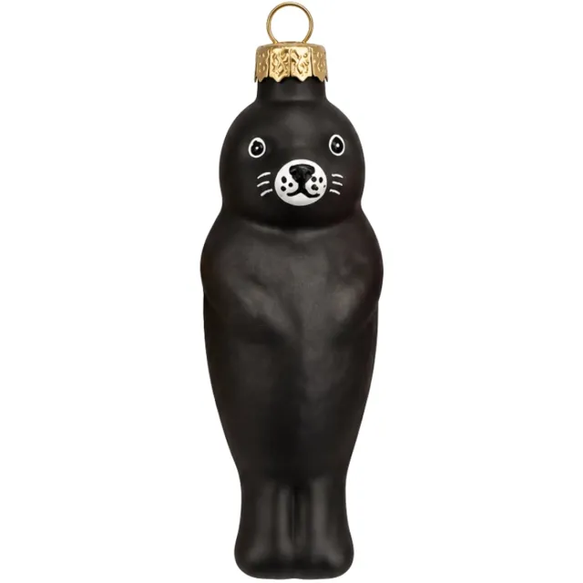 Studio Yulisse Mat zwarte babyzeehond kerstornament - Studio Yulisse