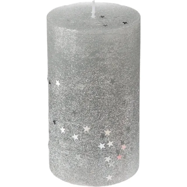 Fééric Lights and Christmas Ronde kaars met sterren, 12 cm Argent