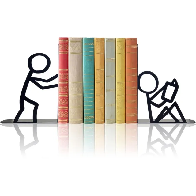 SNQ Boekensteunen – Decoratieve metalen boekensteunen – Unieke boekensteunen voor op kantoor – Ideaal voor leeshoekjes en plankdecoratie – Geschikt voor kantoren, scholen, bibliotheken en slaapkamers – Het perfecte cadeau voor boekenliefhebbers – Zwart
