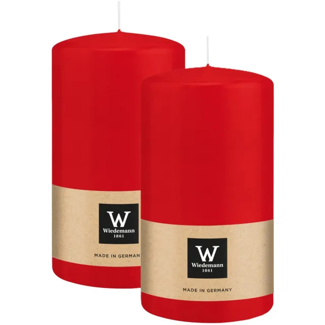 Wiedemann Cilinderkaars/stompkaars - 2x - rood - 13 x 7 cm - 52 branduren - zuilkaarsen