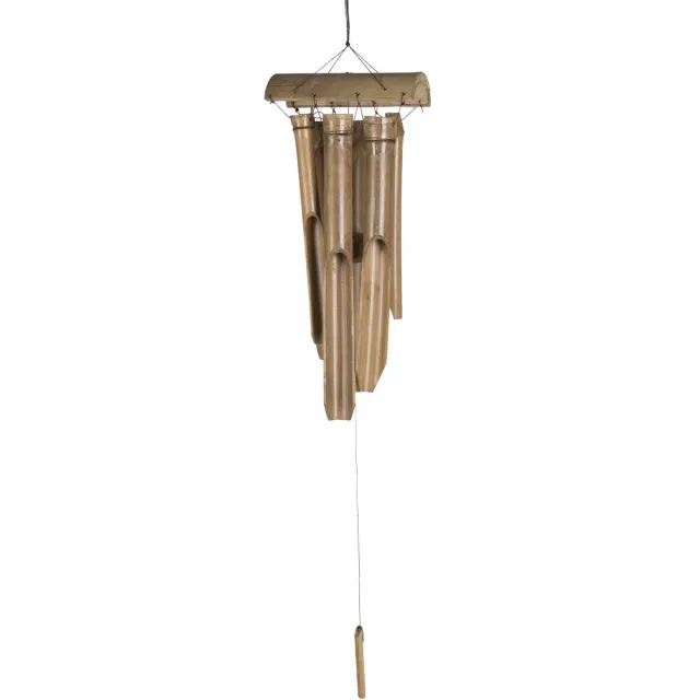 Mega Collections Windgong - rattan - 8 x 34 cm - tuin/balkon - oosterse sfeer Bruin