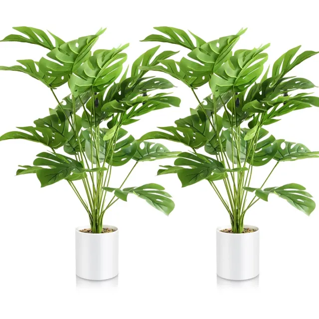 Ibenzoa Kunstmatige Monstera Planten Set van 73 cm voor Binnen en Buiten Decoratie, Realistische Grote Kunstplanten groen