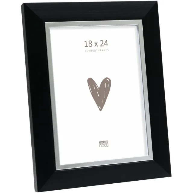 Deknudt Frames fotolijst S45VH2 - zwart met zilverbies - foto 18x24 cm