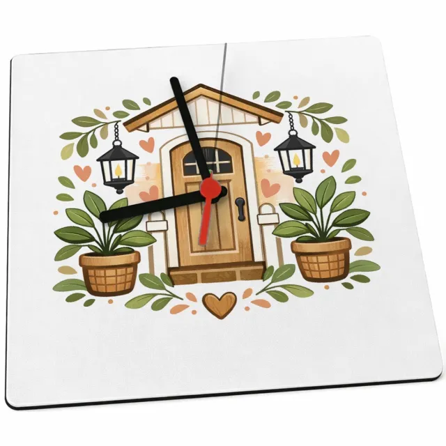 Mr Cadeautjes Klok 19 x 19 - design Familie-entree met speelse botanische omlijsting | cadeau Wit