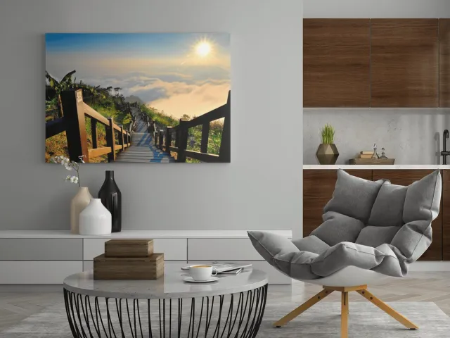 Trendex Global Canvas Schilderij - Zonsopkomst - Landshap - Natuur - Wall Art - 60x40x2 cm Groen