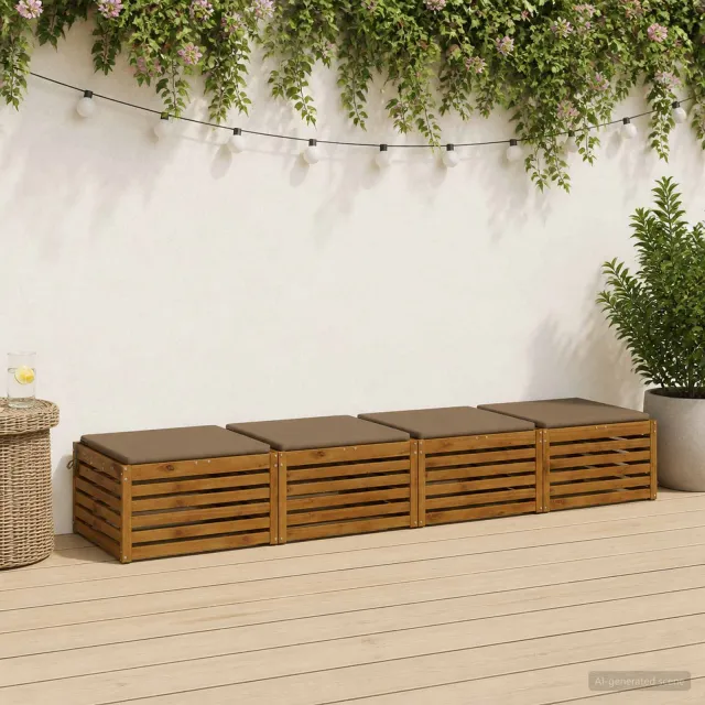 vidaXL Zitkussens SOEST 4 st 100% Polyester Taupe 60 x 60 x 3 cm