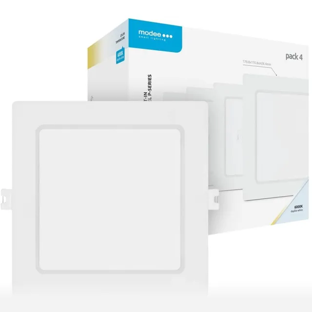 Modee LED Paneel Vierkant Inbouw - 12W - 1320lm - 17x2.8cm - 6000K - Koel Wit - 4 stuks