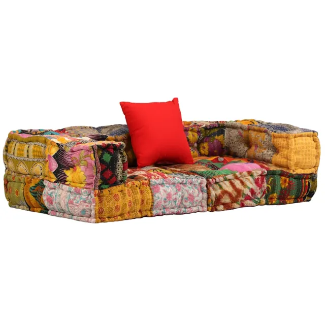 vidaXL Poef tweezits modulair stof patchwork Meerkleurig