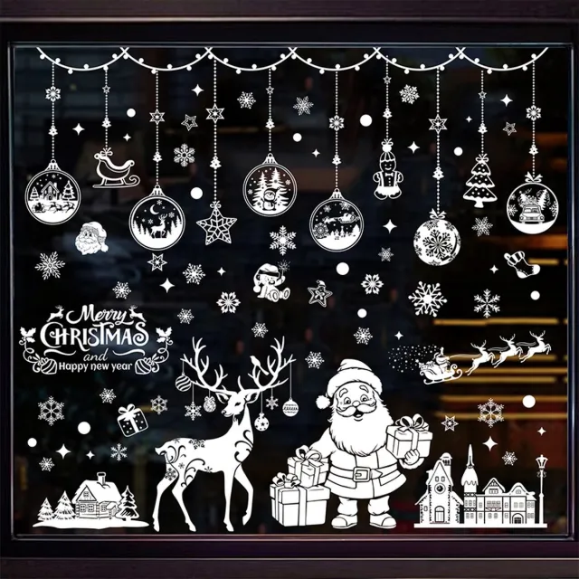 Liefs van Lian Raamstickers | Kerstballen set 2 | Kerststickers raam | Herbruikbaar | Statisch | Feestdagen stickers | Raamdecoratie | Wit | Winter | Sneeuwvlokken | Merry Christmas | Kerstman | Cadeaus | Decoratie | Stickers | Raamfolie Wit, Kerst, Herten