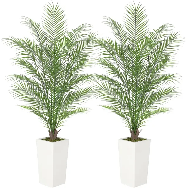 Triumpunpre 150cm Kunst Areca palmboom met pot, levensechte bladeren en takken – tropische staande kunstplant voor binnen en buiten, geschikt voor woning, kantoor, tuin en hoteldecoratie green