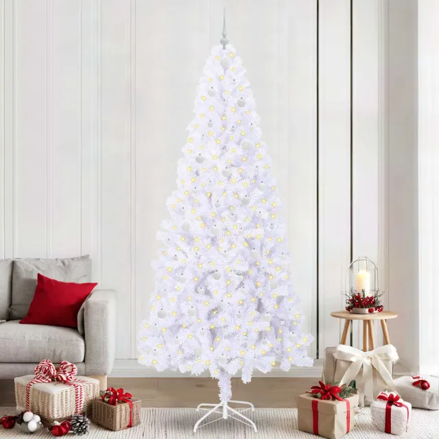 vidaXL Kunstkerstboom Wit 240 cm PVC en staal
