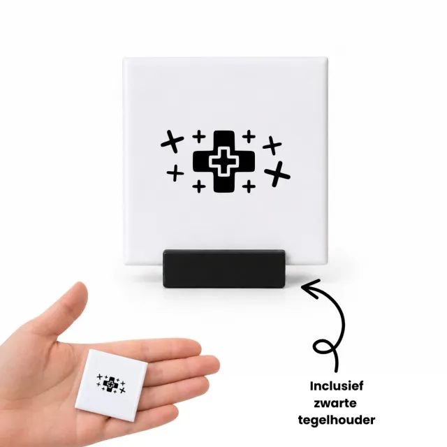 Hacebo Dokter tegeltje met tegelhouder - Dokter - Verpleegkundige Dokter Huisarts - tegeltjes met tekst - Verpleegkundige - dankjewel - Ziekenhuis - Verpleegster - spreuktegels - 4.8x4.8 CM Wit