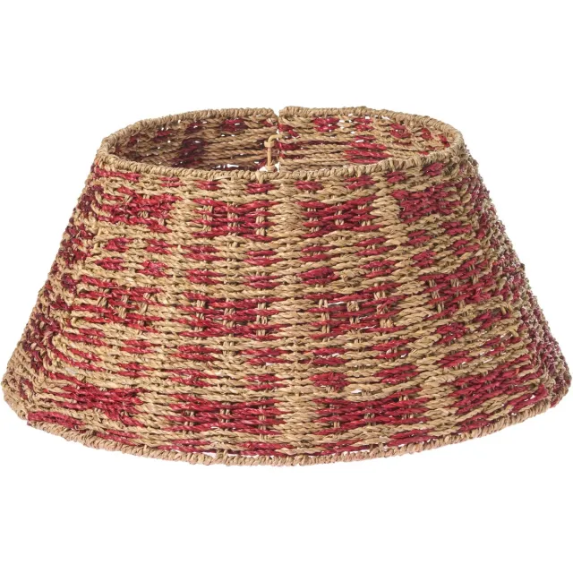 Beliani NEIGE - Kerstboomrok - Naturel/Rood - ⌀ 52 cm - Zeegras Natuurlijk