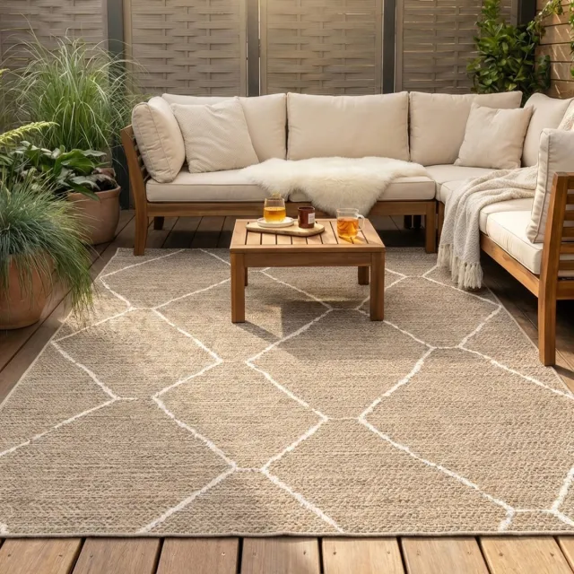 Fraai Jute buitenkleed - Fora Lines Naturel | De jute look! - 80x150cm Crème