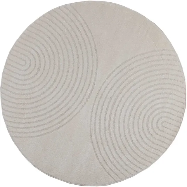 vidaXL Binnen - kleed - GALATI - Crèmekleurig - Ø - 120 - CM - Polyester