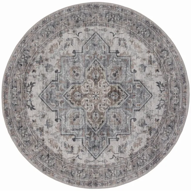 Dutch XXL Rond Vintage Vloerkleed | Tapijt | Inka | Oosters | Medaillon | Beige
